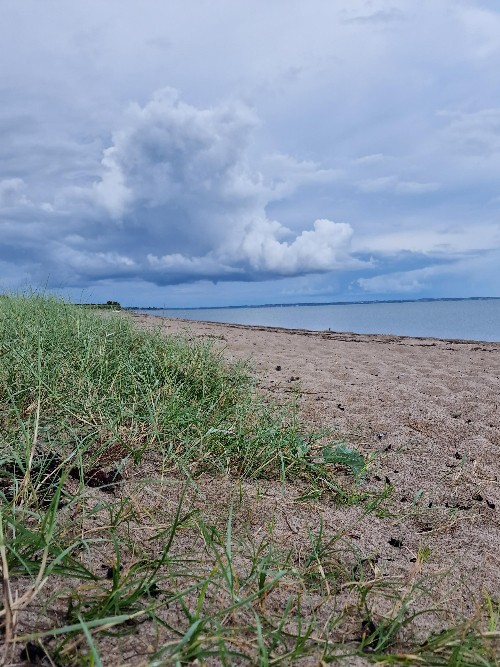 Dänischer Strand mit schlechtem Wetter.